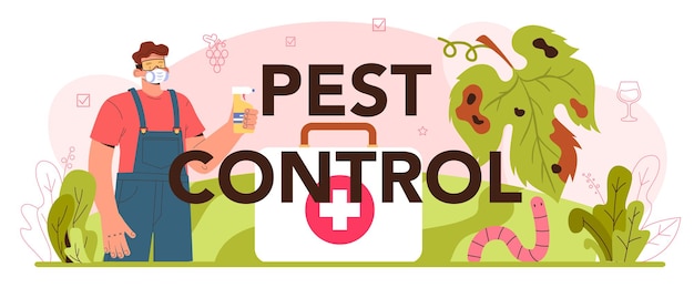 Pest control typographic header wine production concept grape tree selection