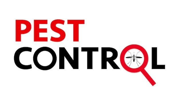 Pest control web banner such as insects silhouette of a mosquito under a magnifying glass