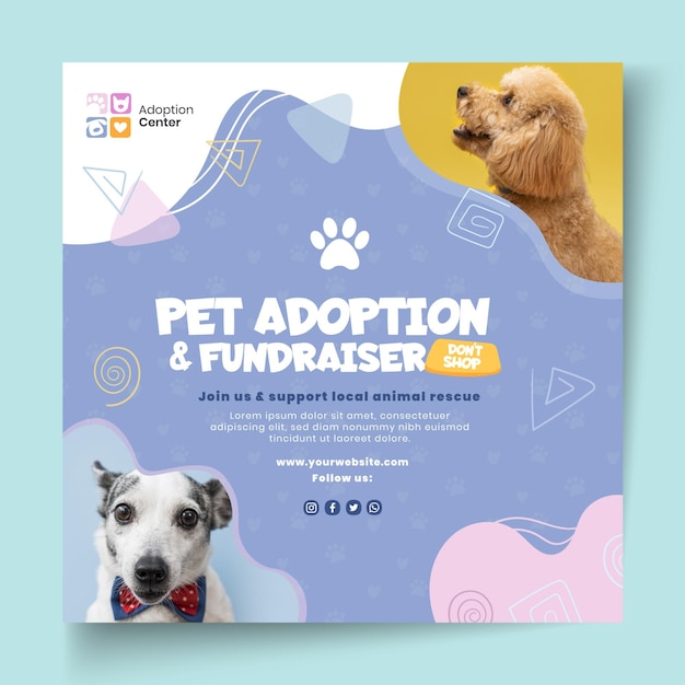 Pet adoption squared flyer template