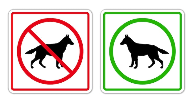 Pet animal zone area forbidden sign red stop symbol pictogram set ban silhouette rounded icon