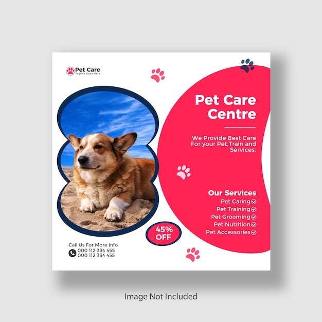 Pet Care Centre social media and Instagram post and web banner design template