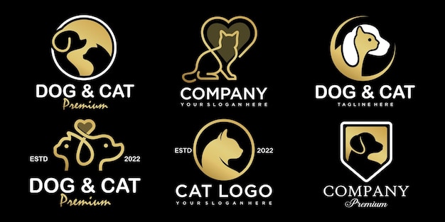 Pet care icon set logo design for pet shoppet home and veterinary logo