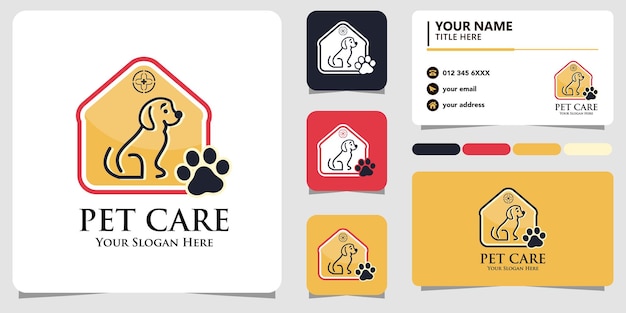 Pet care logo with symbol dog and bussiness card