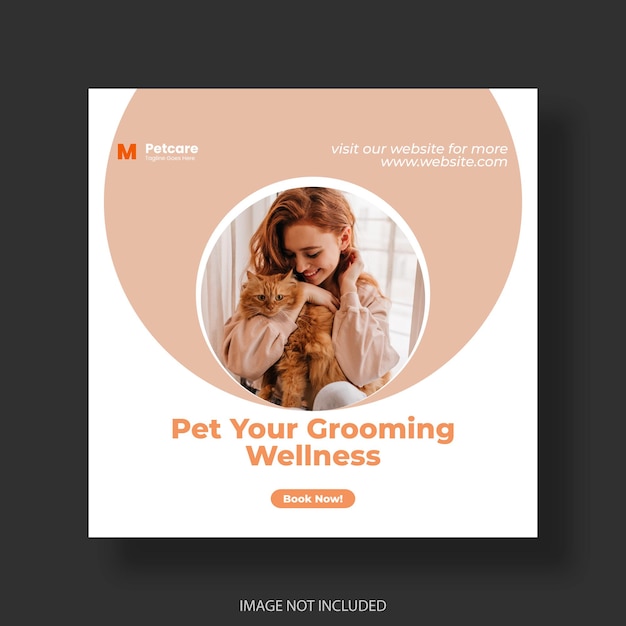 Pet care service instagram post banner or design template