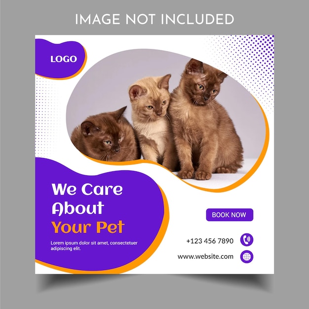 Pet care social media post template