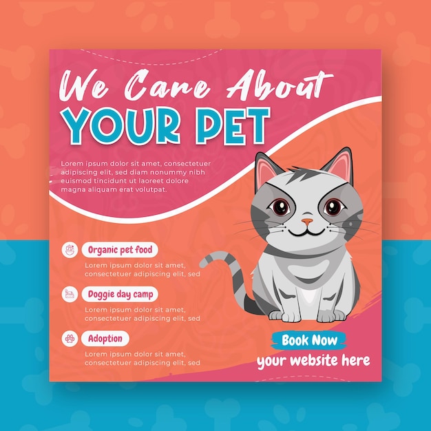 Vector pet care social media template post design