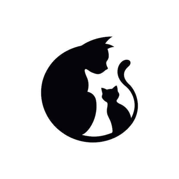 Pet cat animal vector logo design