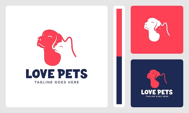 pet dog and cat friendship logo