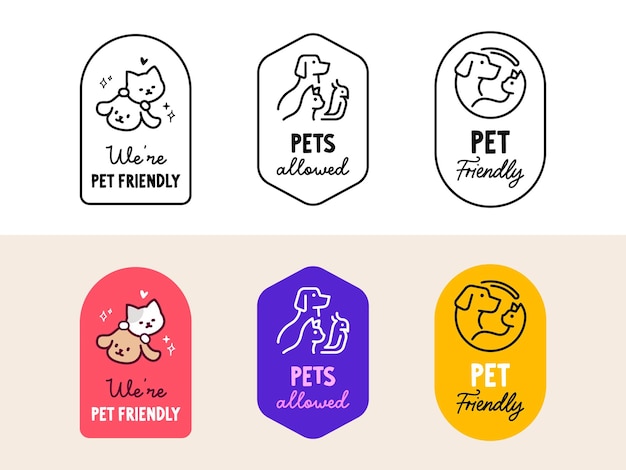 Pet-friendly label. Pet allowed badge vector illustration. Sign design for shop and banner.