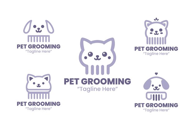 Vector pet grooming service logo collection