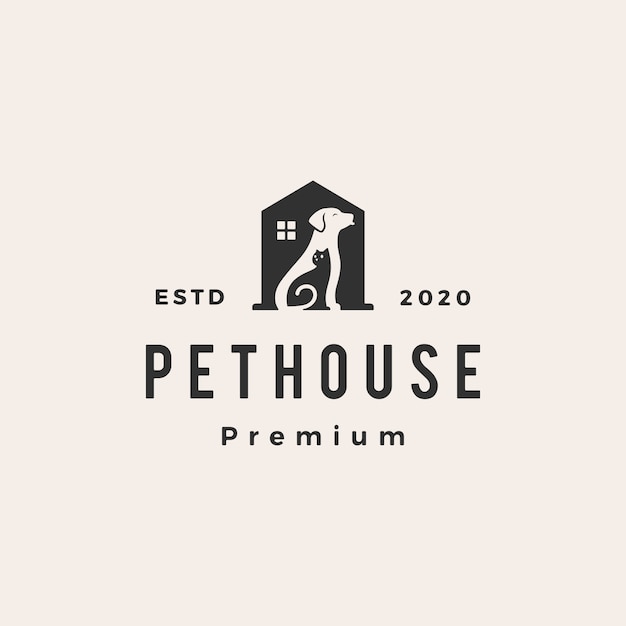 Pet house dog cat  vintage logo   