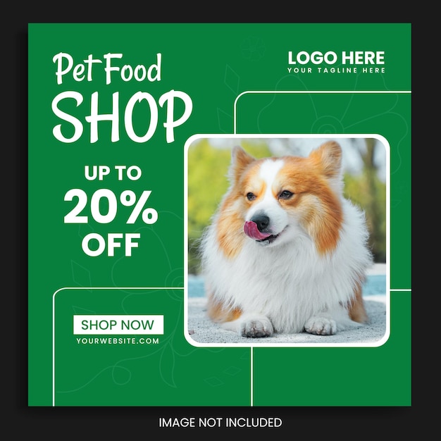 pet instagram post pet food shop social media template facebook banner square flyer