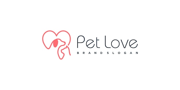 Pet love logo design with creative element concept Premium Vector