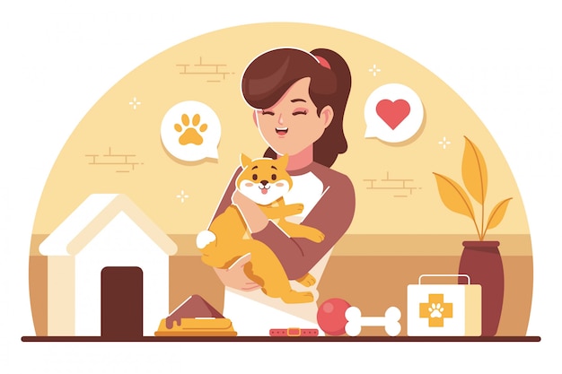 pet lovers flat design illustration