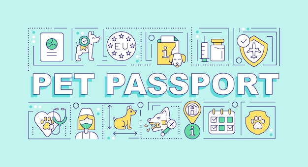 Pet passport word concepts turquoise banner