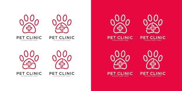 Pet paw medical logo template