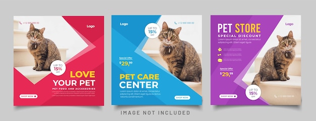 Pet shop banner for social media instagram post template