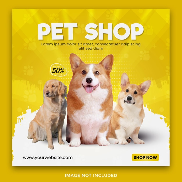 Pet shop banner for social media post and story template