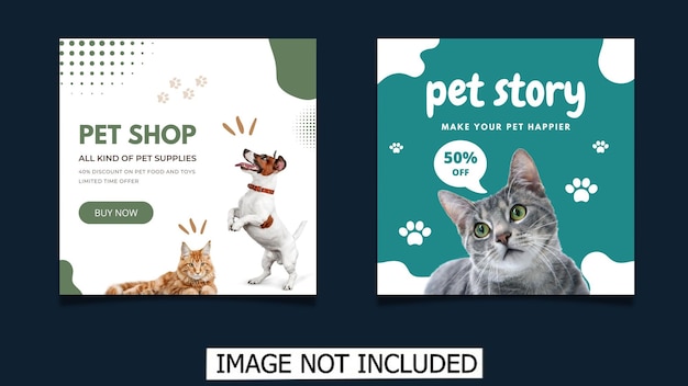 Pet shop banner for social media post and story template