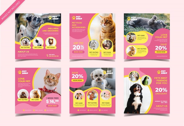 Pet shop banner for social media post template