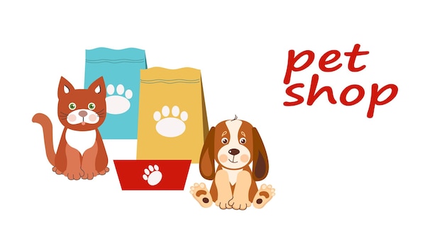 Pet shop icon poster banner design template Vector cartoon illustration of dog