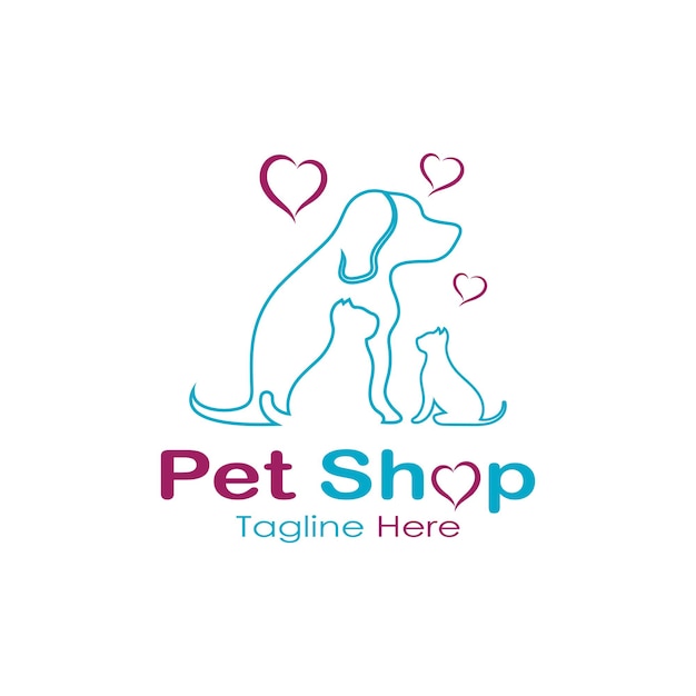 Pet shop logo design icon illustration template vector with modern concept