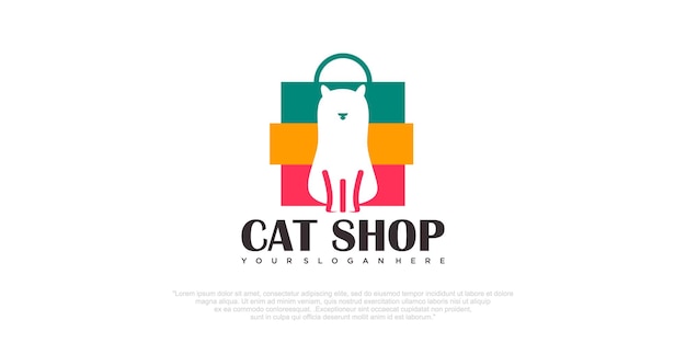 Pet shop logo with combination cat and bag