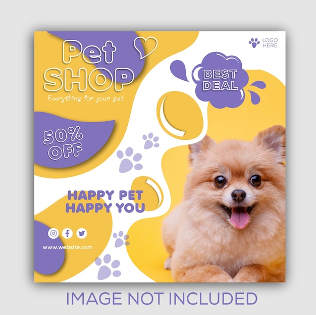 Pet shop social media post template