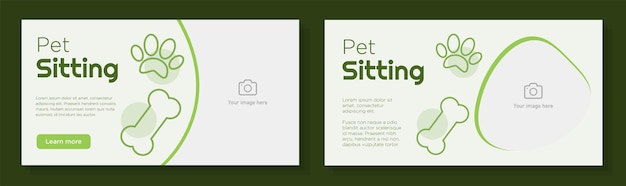 Pet sitting service online banner template set, animal care business advertisement sign, domestic