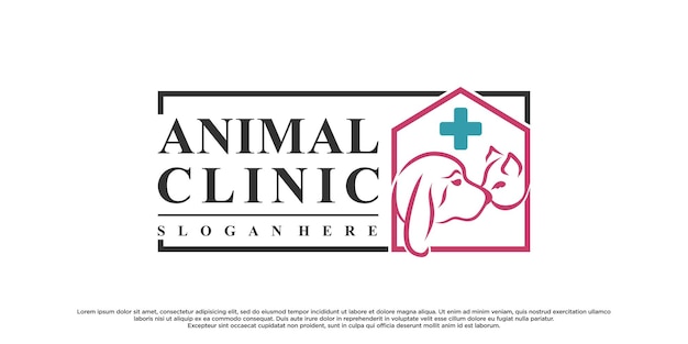 Pet style icon logo design with creative concept and business card Premium Vector