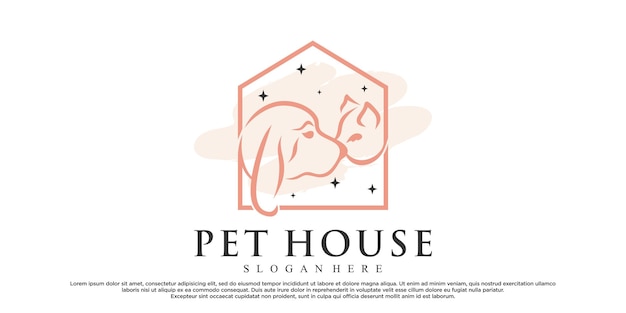 Pet style icon logo design with creative unique concept Premium Vector