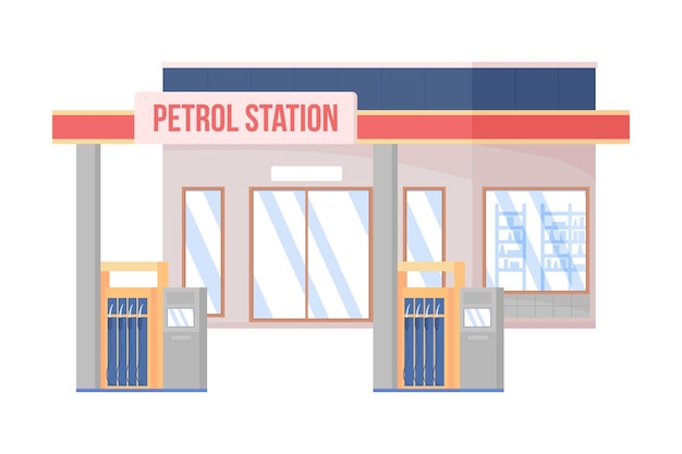 Petrol station semi flat color vector object