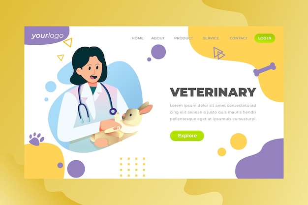 Pets Care - Vector Landing Page