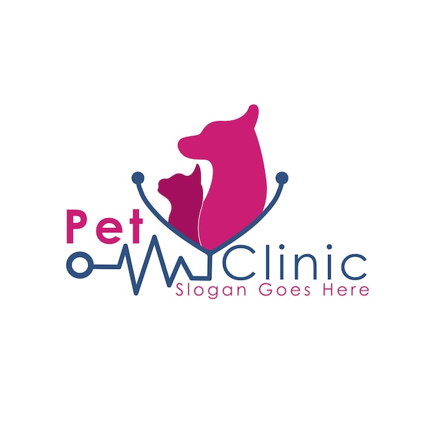 Pets care vector logo design template