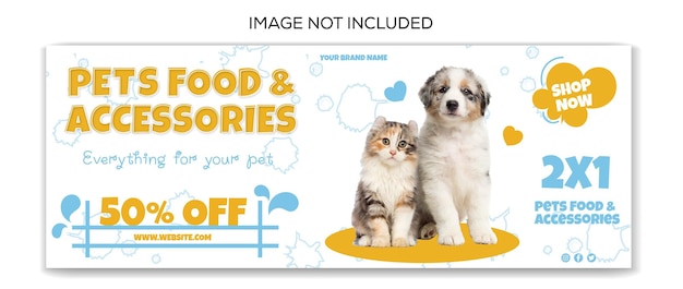 Pets food accessories facebook cover design template