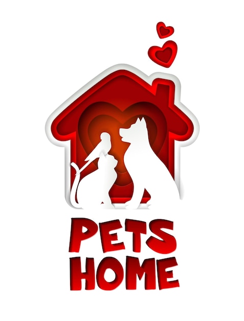 Pets home logo vector paper cut design template