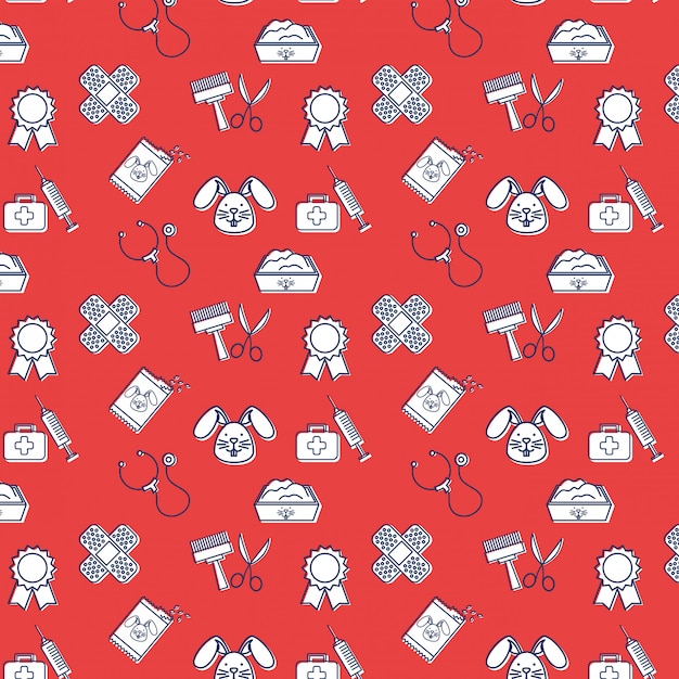 Pets shop set icons pattern