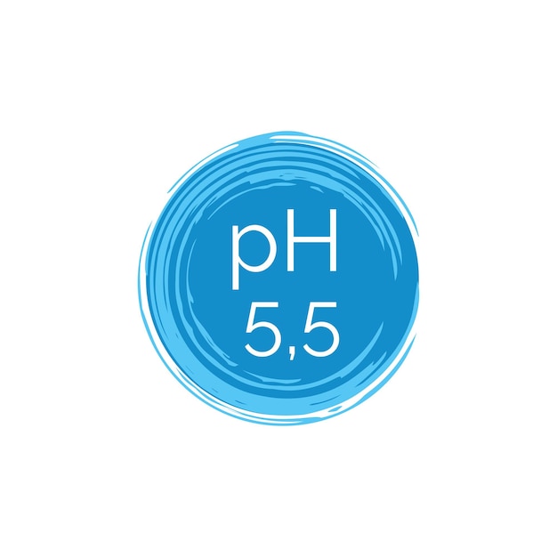 pH 55 round blue icon Dermatology symbol isolated on white background