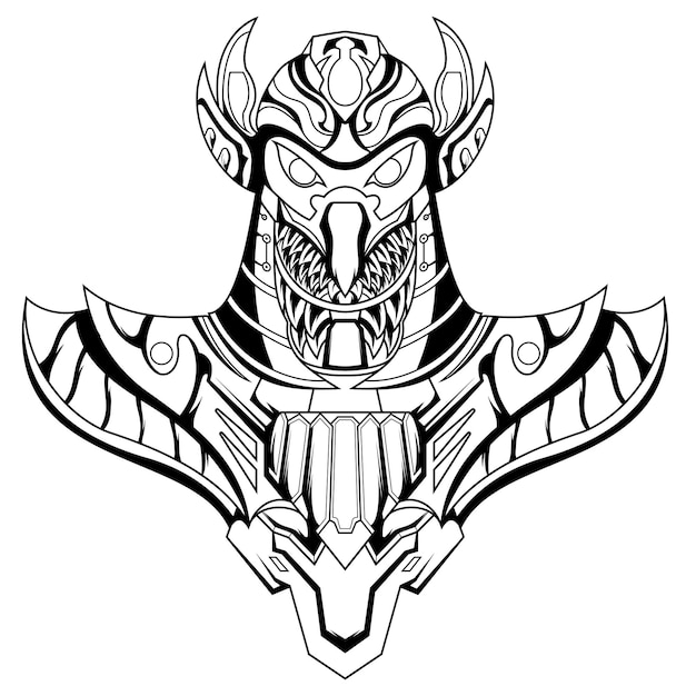 Pharaoh God Horus Face and head Egyptian Eagle tattoo style artwork collection