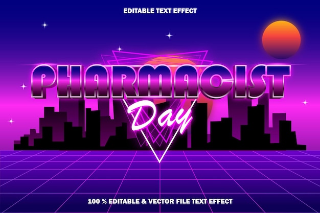 Pharmacist day editable text effect retro style