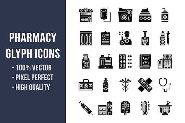 Pharmacy Glyph Icons