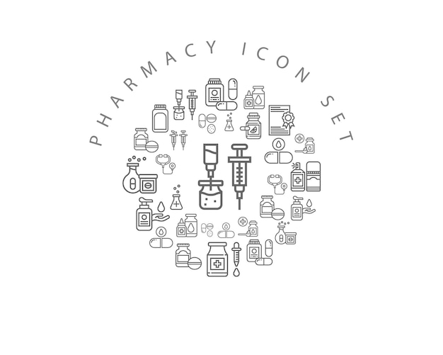 Pharmacy icon set design