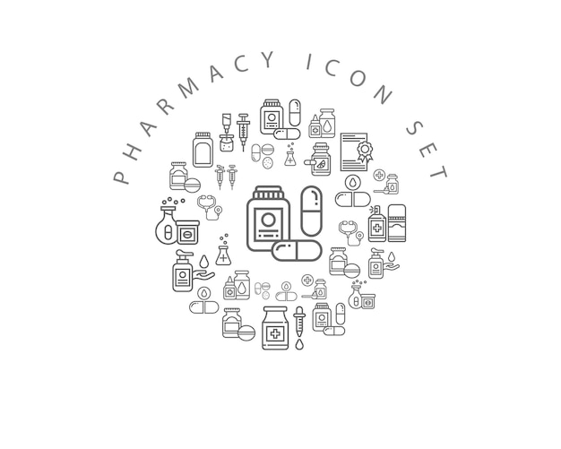 Pharmacy icon set design