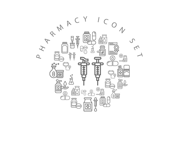 Pharmacy icon set design