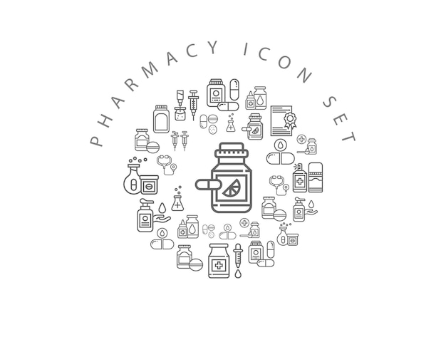 Pharmacy icon set design