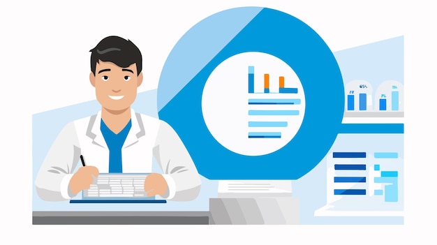 Vector pharmacy online report illustration icon