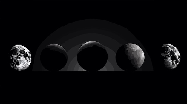 Vector phases of the earths moon on a black background