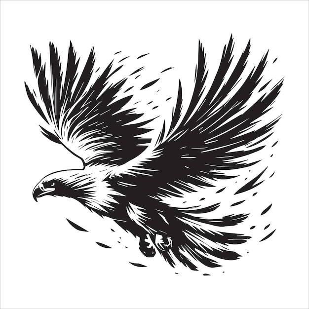 Vector philippine eagle bird silhouette clipart design eagle bird vector illustration in black and white