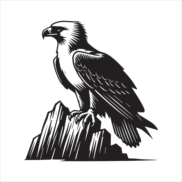 Vector philippine eagle bird silhouette clipart design eagle bird vector illustration in black and white