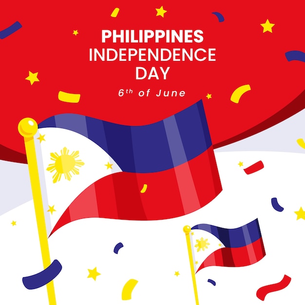 Vector philippine independence day hand drawn  illustration